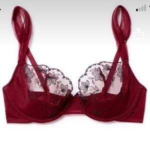Adore Me Lingerie - Bra - 38D - Red Lace - Demi Cup - NEVER WORN - NEW WITH TAGS